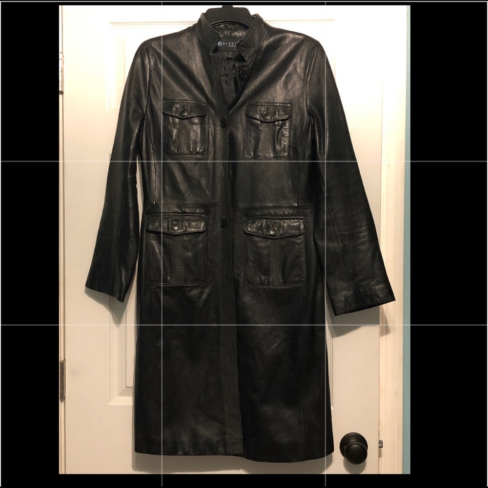 Kenneth Cole Reaction Black leather jacket / M